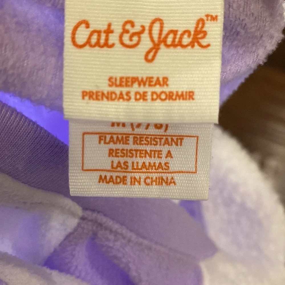 Cat & Jack light purple & furry white Sleep All Day longsleeve cozy nightgown M‌